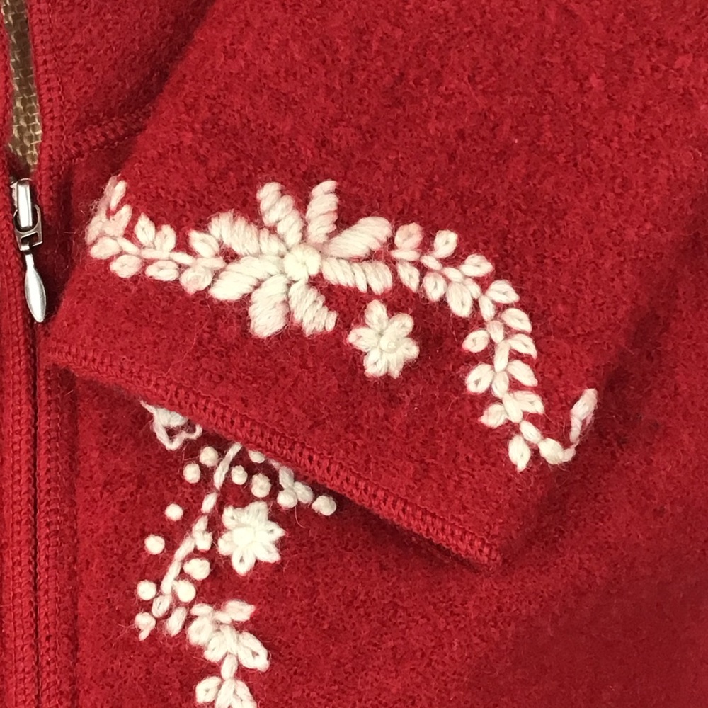 Coldwater Creek 100% Wool Red Embroidered Jacket - Picture 5 of 8